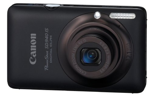 Canon PowerShot SD940IS 12.1MP Digital Camera with 4x Wide Angle Optical Image Stabilized Zoom and 2.7-inch LCD Black