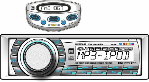 Dual MXDMA8030 In Dash Marine AM/FM/CD/MP3/iPOD/Aux Receiver with MWR30 Wired Remote Control